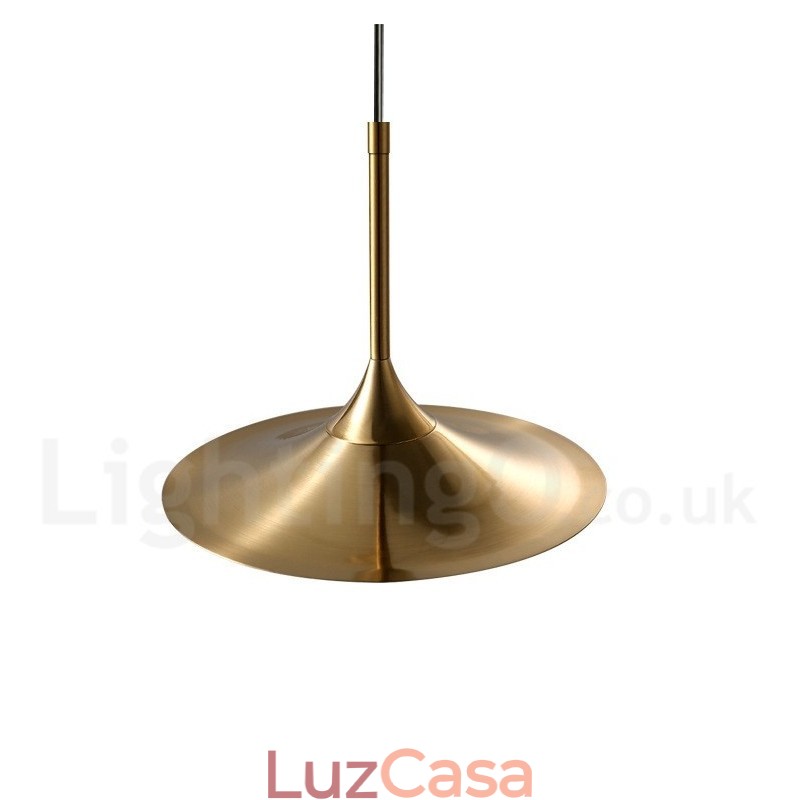 1 Luz Industrial Estilo Mini Estilo Dourado Acabamento Pintado Galvanizado Luminária Pendente com Sombra de Vidro