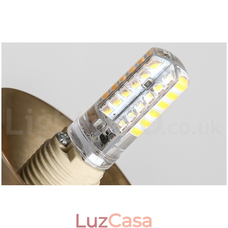 1 Luz Industrial Estilo Mini Estilo Dourado Acabamento Pintado Galvanizado Luminária Pendente com Sombra de Vidro