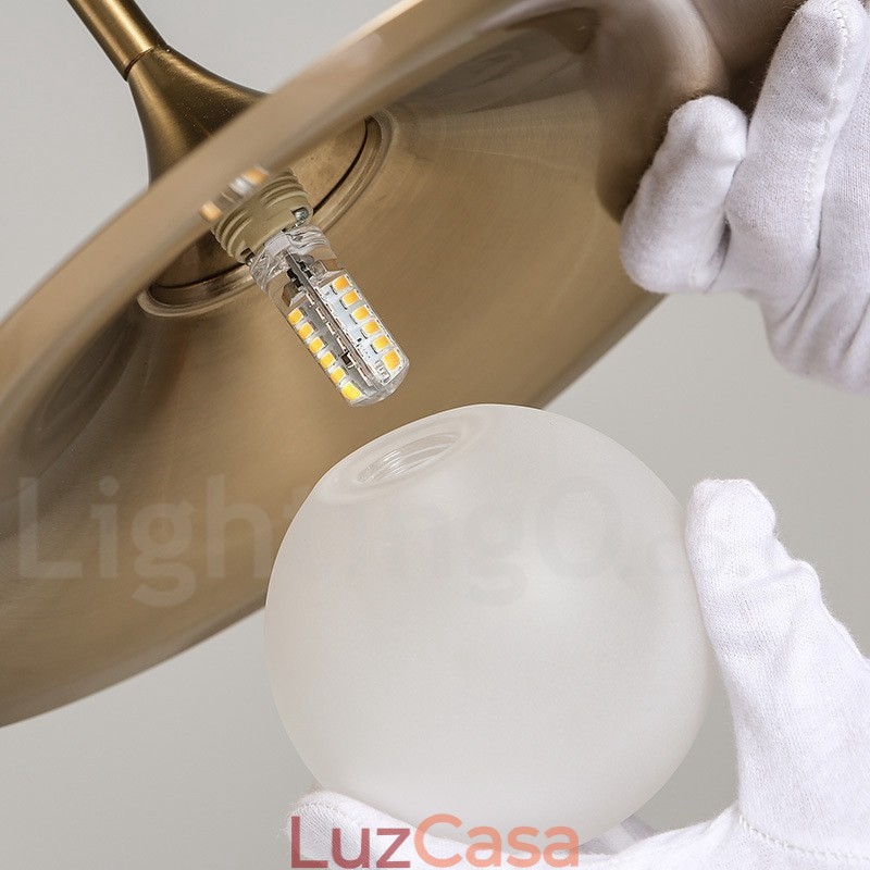 1 Luz Industrial Estilo Mini Estilo Dourado Acabamento Pintado Galvanizado Luminária Pendente com Sombra de Vidro