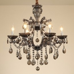 6 Lustre de Cristal Cinza Claro Vela