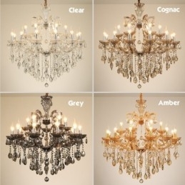 6 Lustre de Cristal Cinza Claro Vela