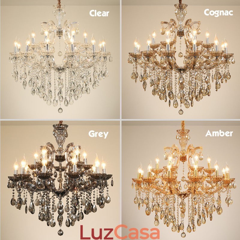 6 Lustre de Cristal Cinza Claro Vela