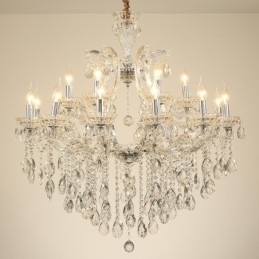 Lustre de cristal transparente com 18 (12+6) luzes