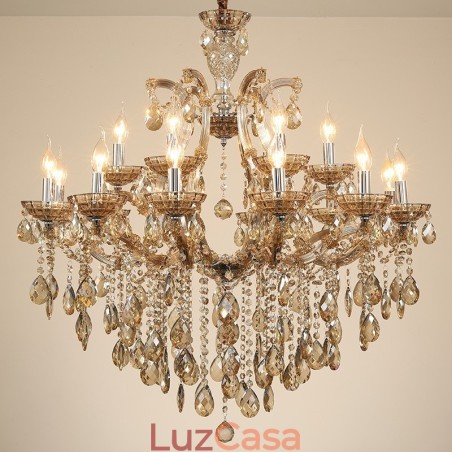 Lustre de cristal conhaque com 18 (12+6) luzes Lustre de cristal conhaque com 18 (12+6) luzes