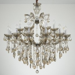 Lustre de cristal conhaque com 18 (12+6) luzes