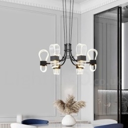 Lustre nórdico de design pós-moderno de 6 luzes com cúpulas de acrílico