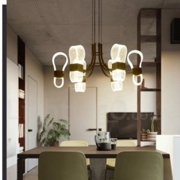 Lustre nórdico de design pós-moderno de 6 luzes com cúpulas de acrílico