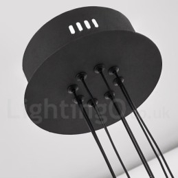 Lustre nórdico de design pós-moderno de 6 luzes com cúpulas de acrílico