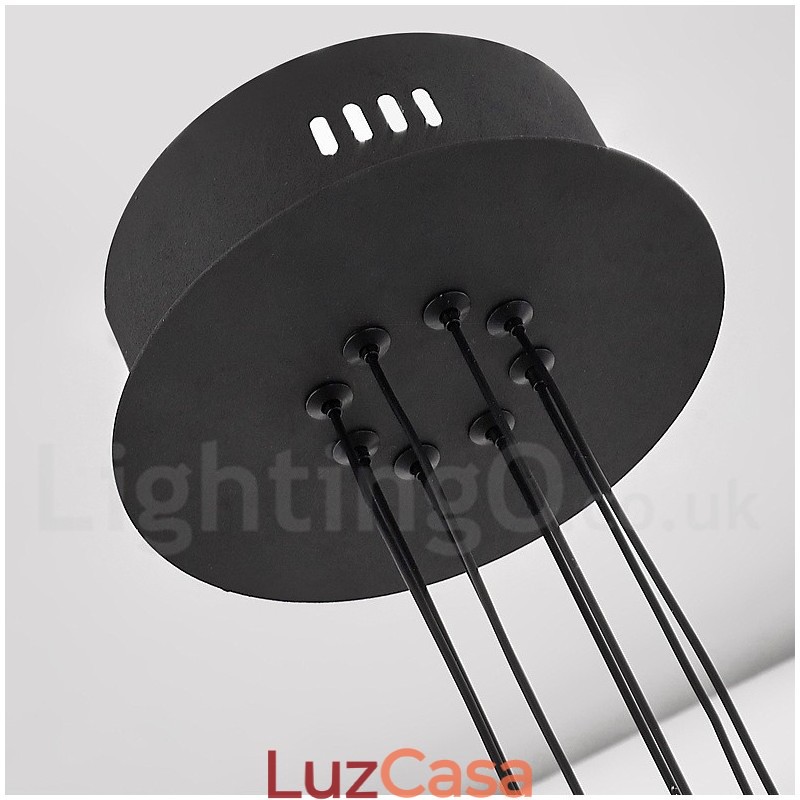 Lustre nórdico de design pós-moderno de 6 luzes com cúpulas de acrílico