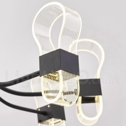 Lustre nórdico de design pós-moderno de 6 luzes com cúpulas de acrílico
