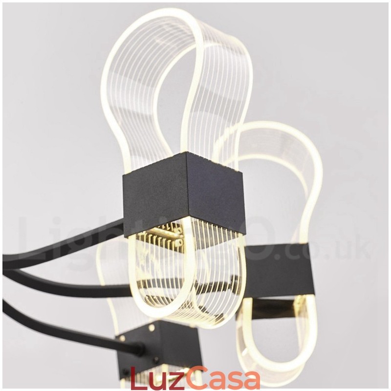 Lustre nórdico de design pós-moderno de 6 luzes com cúpulas de acrílico