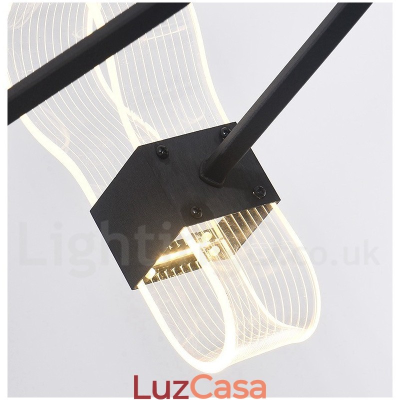 Lustre nórdico de design pós-moderno de 6 luzes com cúpulas de acrílico