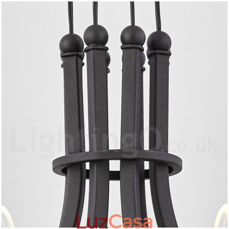 Lustre nórdico de design pós-moderno de 6 luzes com cúpulas de acrílico