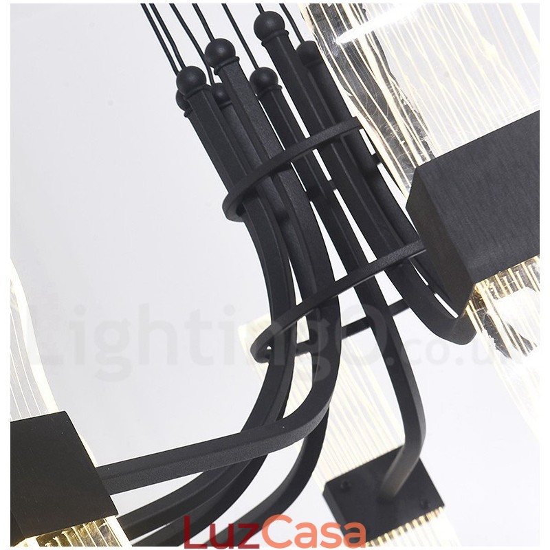 Lustre nórdico de design pós-moderno de 6 luzes com cúpulas de acrílico