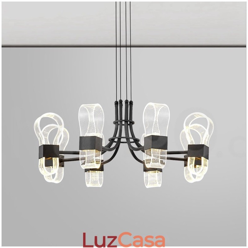 Lustre nórdico pós-moderno de 8 luzes com design de 2021 e cúpulas de acrílico