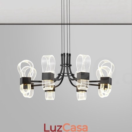 Lustre nórdico pós-moderno de 8 luzes com design de 2021 e cúpulas de acrílico Lustre nórdico pós-moderno de 8 luzes com design de 2021 e cúpulas de acrílico