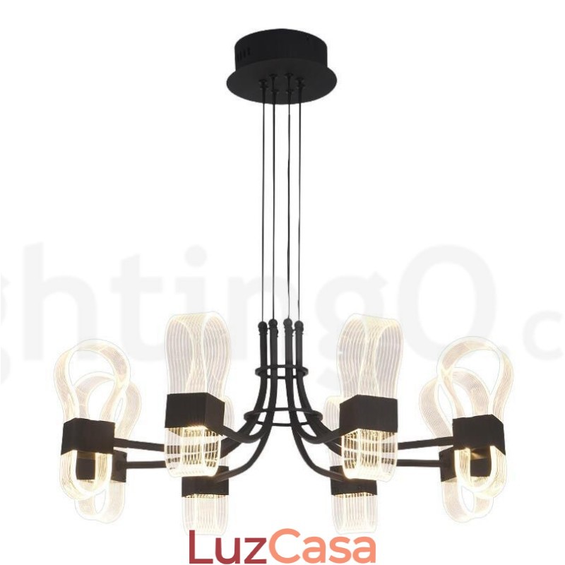 Lustre nórdico pós-moderno de 8 luzes com design de 2021 e cúpulas de acrílico