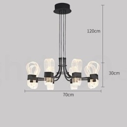 Lustre nórdico pós-moderno de 8 luzes com design de 2021 e cúpulas de acrílico