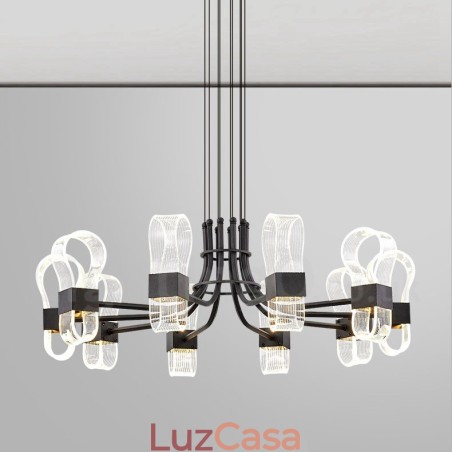 Lustre nórdico pós-moderno de 10 luzes com design de 2021 e cúpulas de acrílico Lustre nórdico pós-moderno de 10 luzes com design de 2021 e cúpulas de acrílico