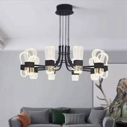 Lustre nórdico pós-moderno de 10 luzes com design de 2021 e cúpulas de acrílico
