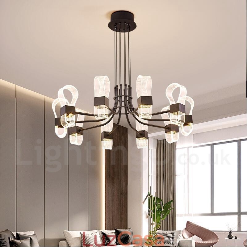Lustre nórdico pós-moderno de 10 luzes com design de 2021 e cúpulas de acrílico
