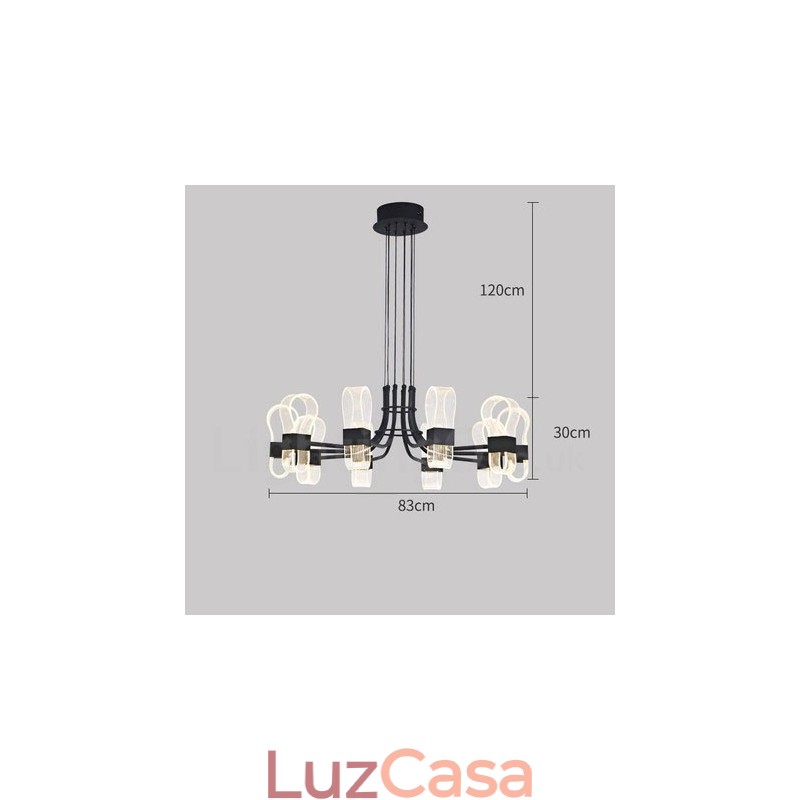 Lustre nórdico pós-moderno de 10 luzes com design de 2021 e cúpulas de acrílico