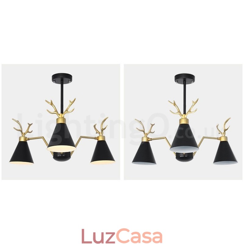 Lustre nórdico moderno de 3 luzes Macaron Antlers