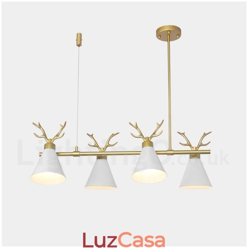 Lustre nórdico moderno de 4 luzes Macaron Antlers