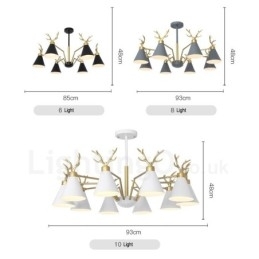 Lustre nórdico moderno de 4 luzes Macaron Antlers