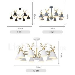 Lustre nórdico moderno de 6 luzes Macaron Antlers