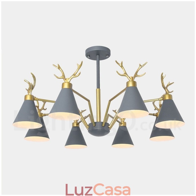 Lustre nórdico moderno de 8 luzes Macaron Antlers