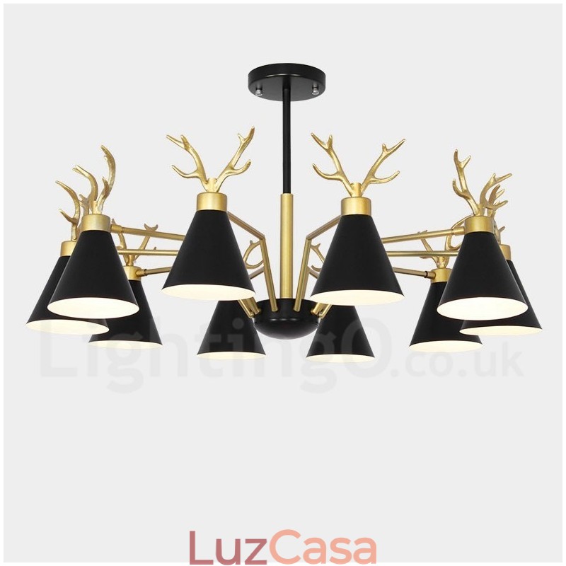 Lustre nórdico moderno de 10 luzes Macaron Antlers