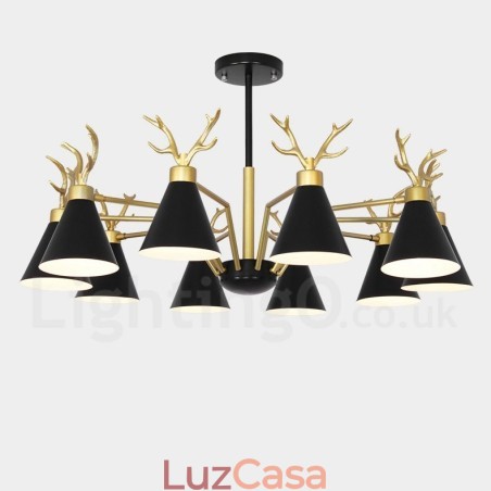Lustre nórdico moderno de 10 luzes Macaron Antlers Lustre nórdico moderno de 10 luzes Macaron Antlers