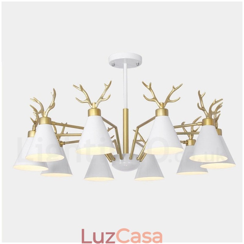 Lustre nórdico moderno de 10 luzes Macaron Antlers