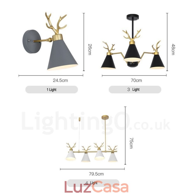 Lustre nórdico moderno de 10 luzes Macaron Antlers