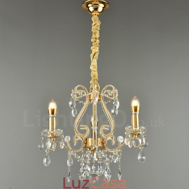 3 Luzes Ouro Prata Estilo Americano Cristal Pingente Lustre Luz Loja