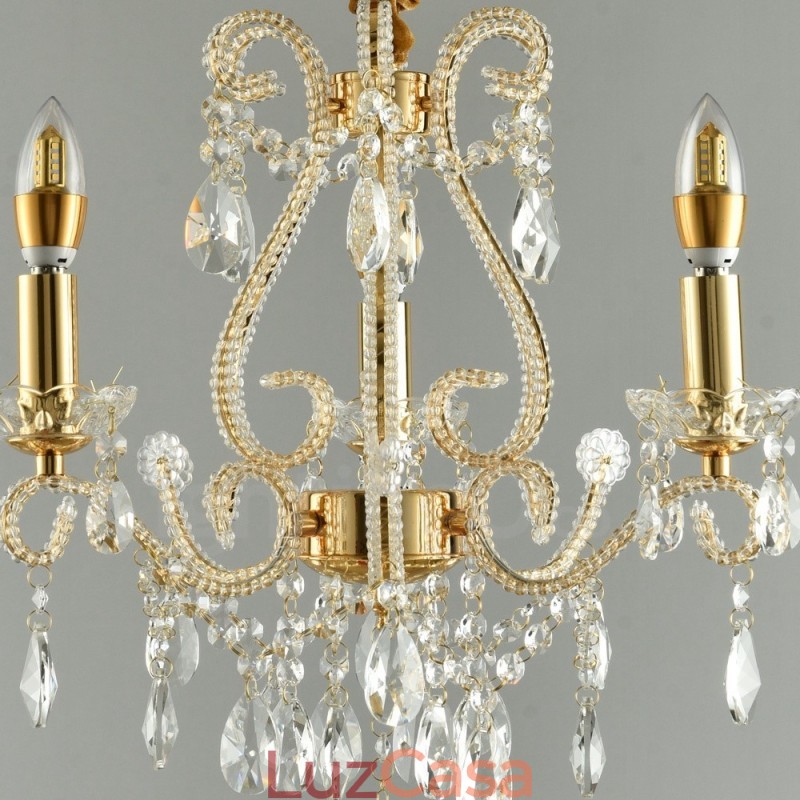3 Luzes Ouro Prata Estilo Americano Cristal Pingente Lustre Luz Loja