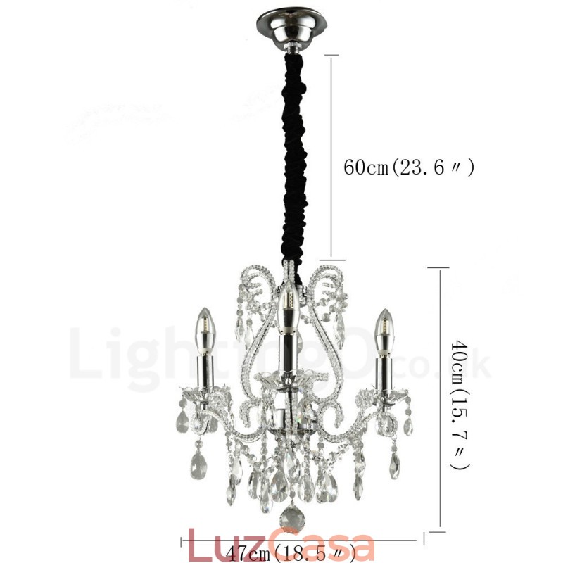 3 Luzes Ouro Prata Estilo Americano Cristal Pingente Lustre Luz Loja