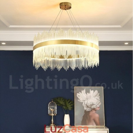 Pós-moderno Luxo Redondo Cristal Pendente Luz Exposição Hall