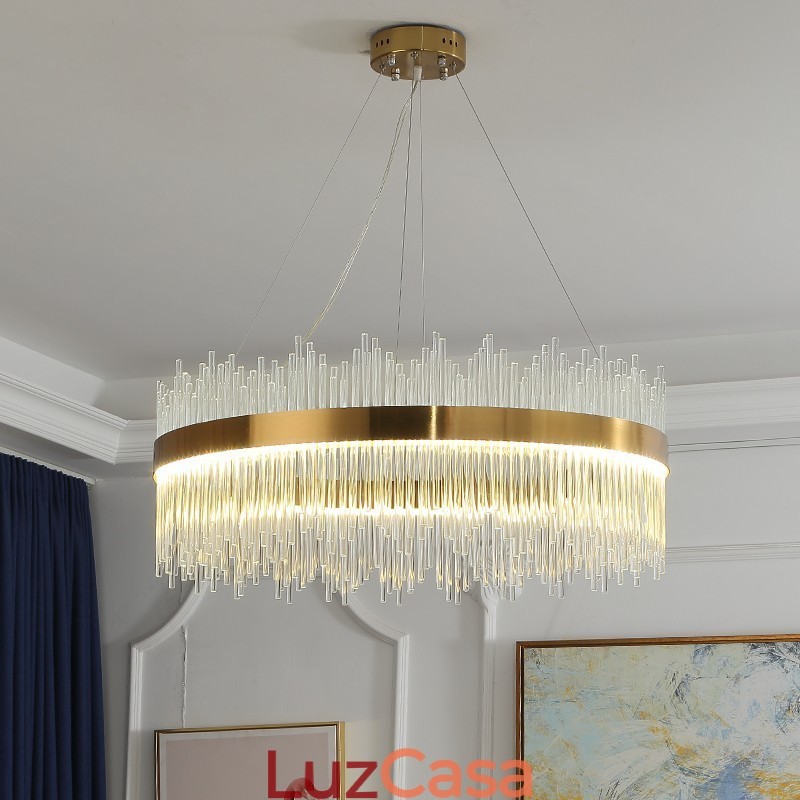 Pós-moderno Luxo Redondo Cristal Pendente Luz Exposição Hall