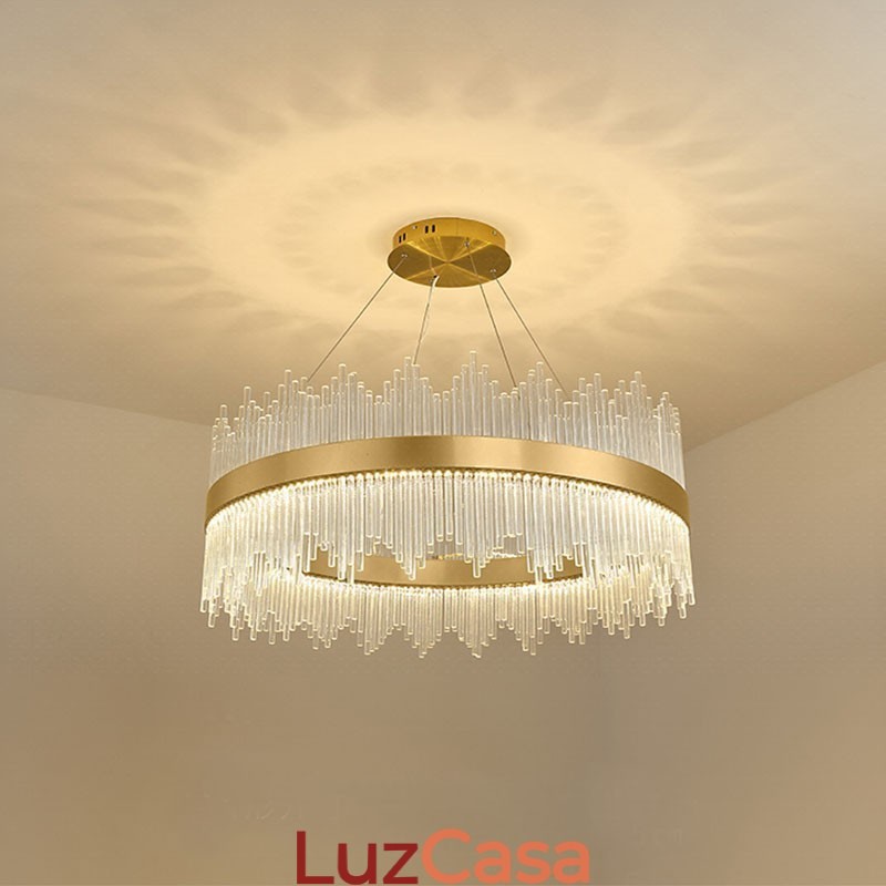 Pós-moderno Luxo Redondo Cristal Pendente Luz Exposição Hall