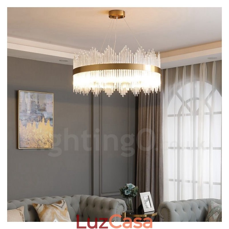 Pós-moderno Luxo Redondo Cristal Pendente Luz Exposição Hall