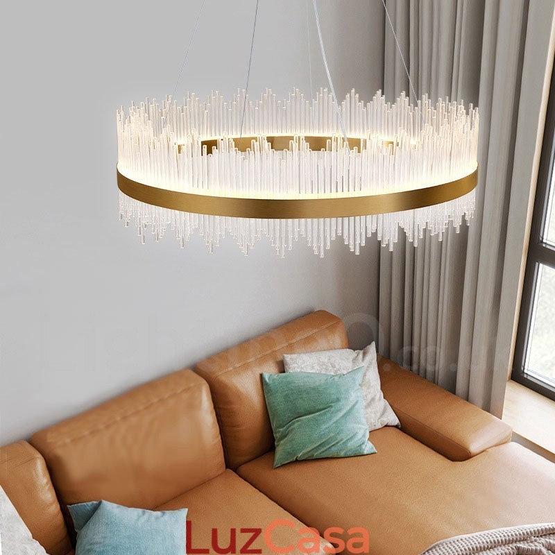 Pós-moderno Luxo Redondo Cristal Pendente Luz Exposição Hall