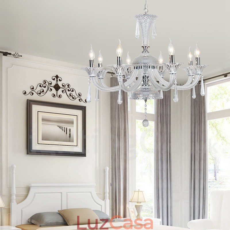 Lustre de cristal transparente para velas
