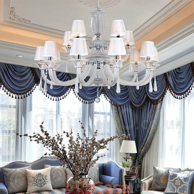 Lustre de cristal transparente para velas