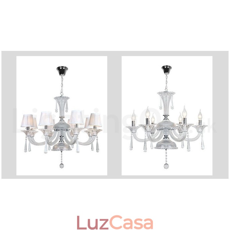 Lustre de cristal transparente para velas