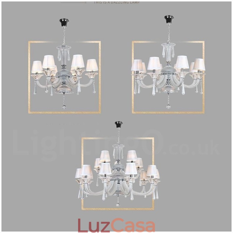 Lustre de cristal transparente para velas