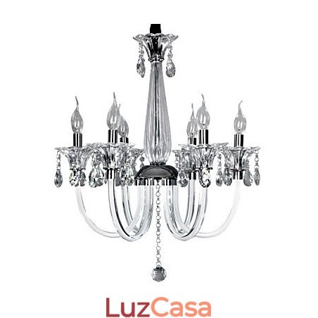 Lustre de Cristal Elegante com 6 Luzes em Bulbo de Vela Lustre de Cristal Elegante com 6 Luzes em Bulbo de Vela