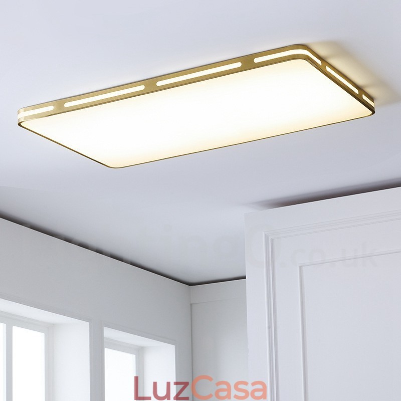 Luminárias de teto de latão embutidas estilo nórdico moderno e contemporâneo retangular ultrafinas com cúpula de acrílico também podem ser usadas como luminária de parede