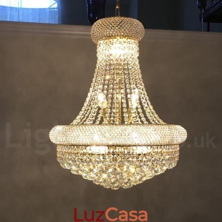 Lustre de cristal K9 clássico tradicional redondo de 2 níveis para Lustre de cristal K9 clássico tradicional redondo de 2 níveis para